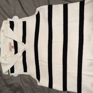 Philosophy Black and White Striped Turtleneck Sweater